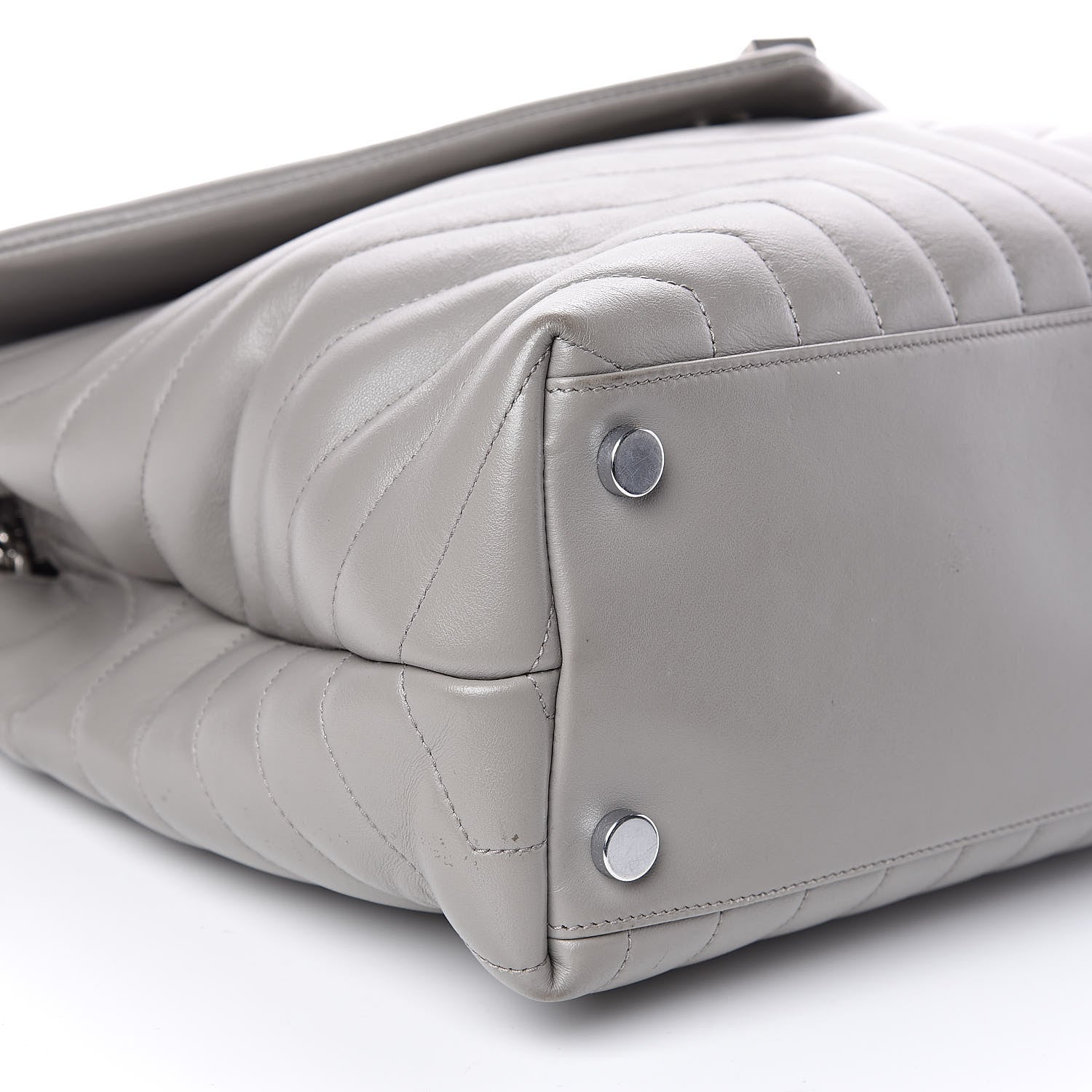 Saint Laurent Calfskin Y Quilted Monogram Large Loulou Chain Satchel Light Grey 9 of 13