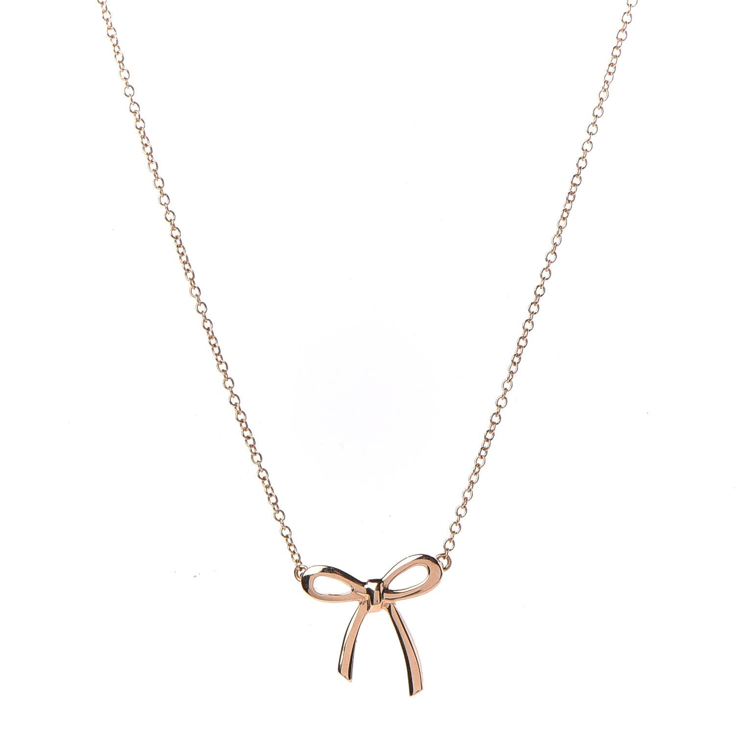 Tiffany 18K Rose Gold Mini Bow Pendant Necklace 1 of 6
