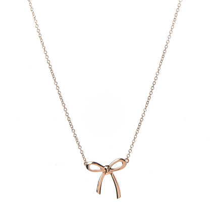 Tiffany 18K Rose Gold Mini Bow Pendant Necklace 1 of 6