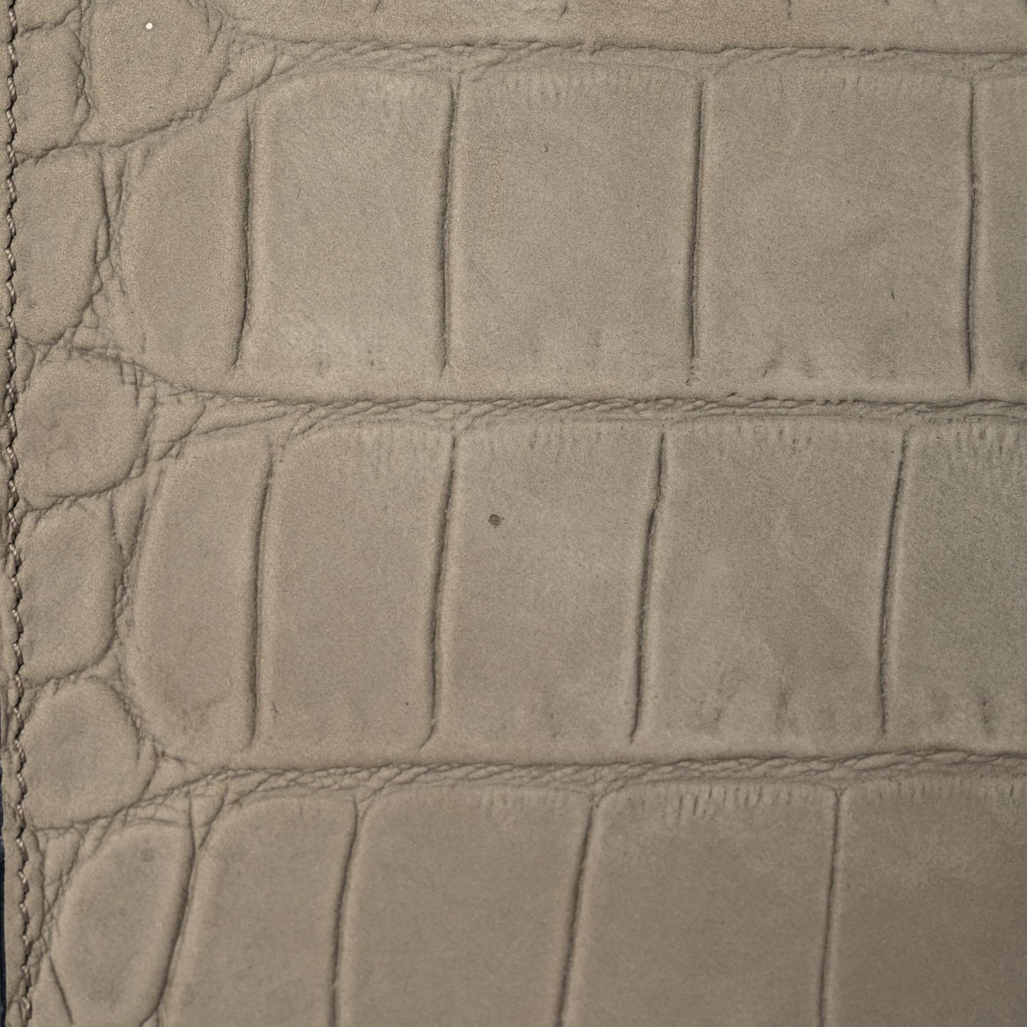 Crocodile Embossed Calfskin Suede Medium Trapeze Taupe