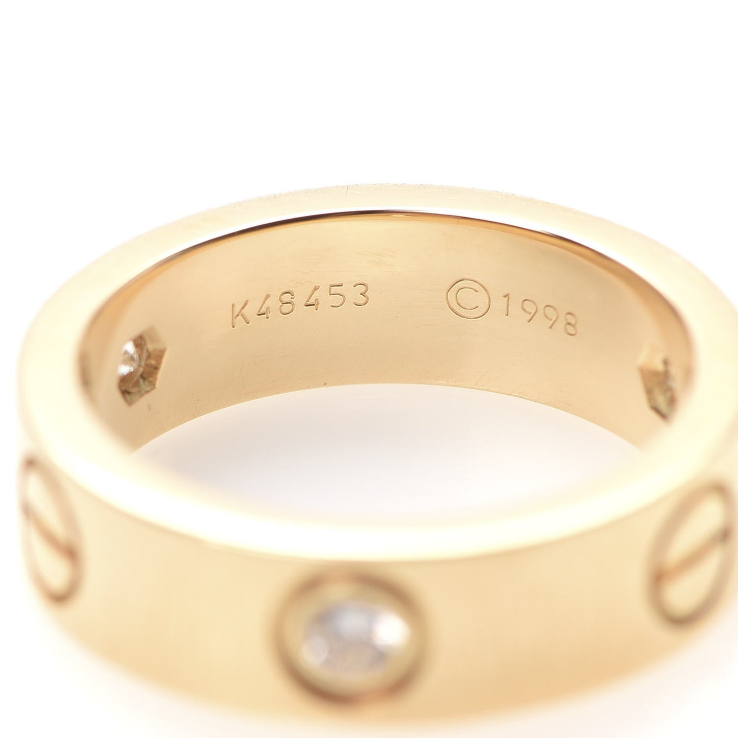 18K Yellow Gold 3 Diamond 5.5mm LOVE Ring 50 5.25