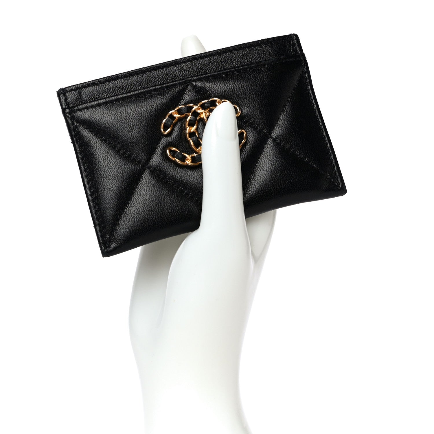 Chanel Lambskin Quilted Chanel 19 Card Holder Black 2 of 17