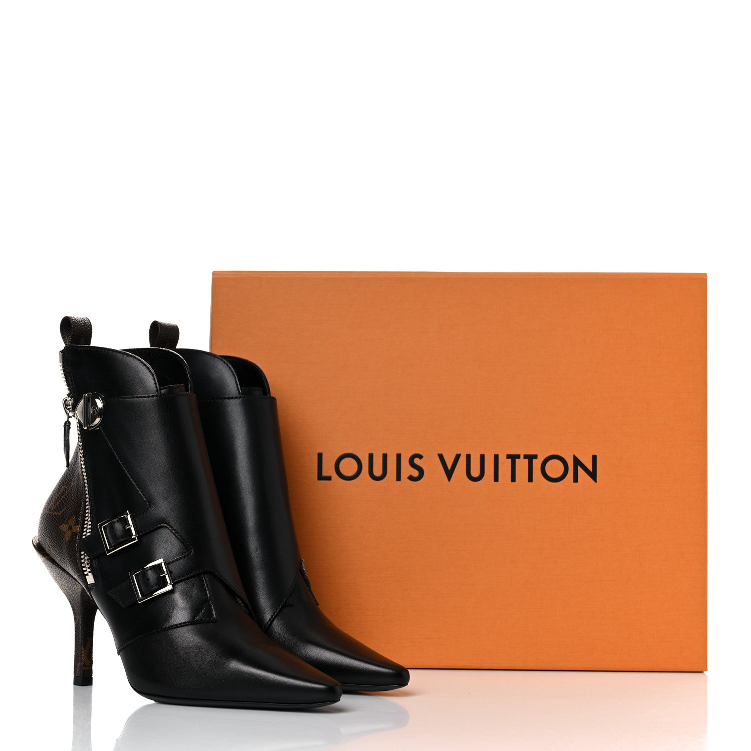 Louis Vuitton Calfskin Monogram Janet Ankle Boots 37 Black 8 of 8