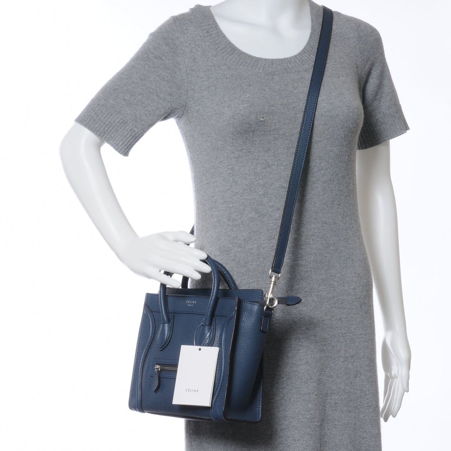 Drummed Leather Nano Luggage Blue