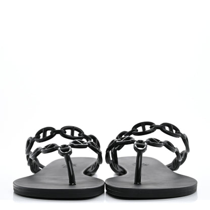 Hermes Rubber Chaine d'Ancre Island Sandals 39 Black 3 of 9