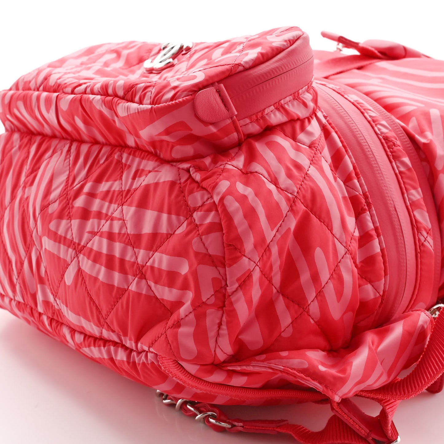 Nylon Printed Quilted Coco Neige Convertible Backpack Pink
