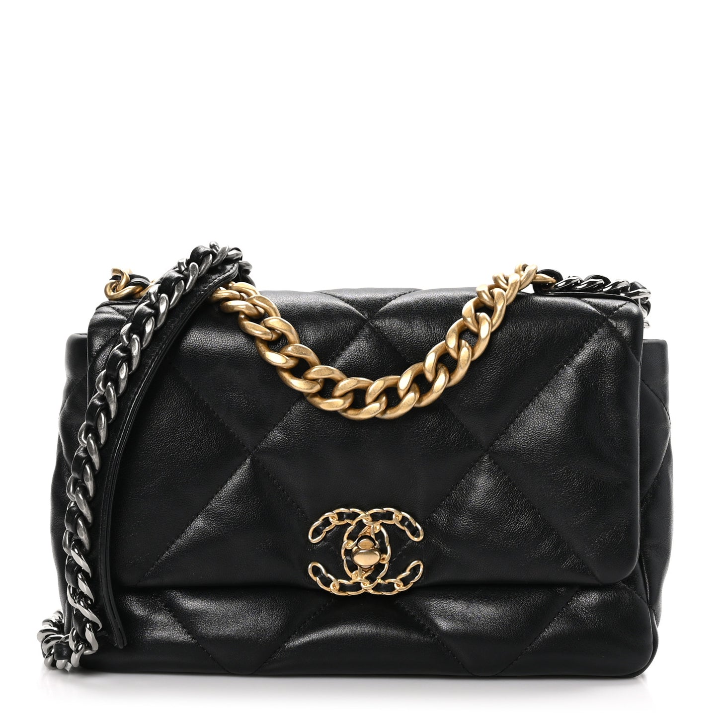 Goatskin Quilted Medium Chanel 19 Flap Black
