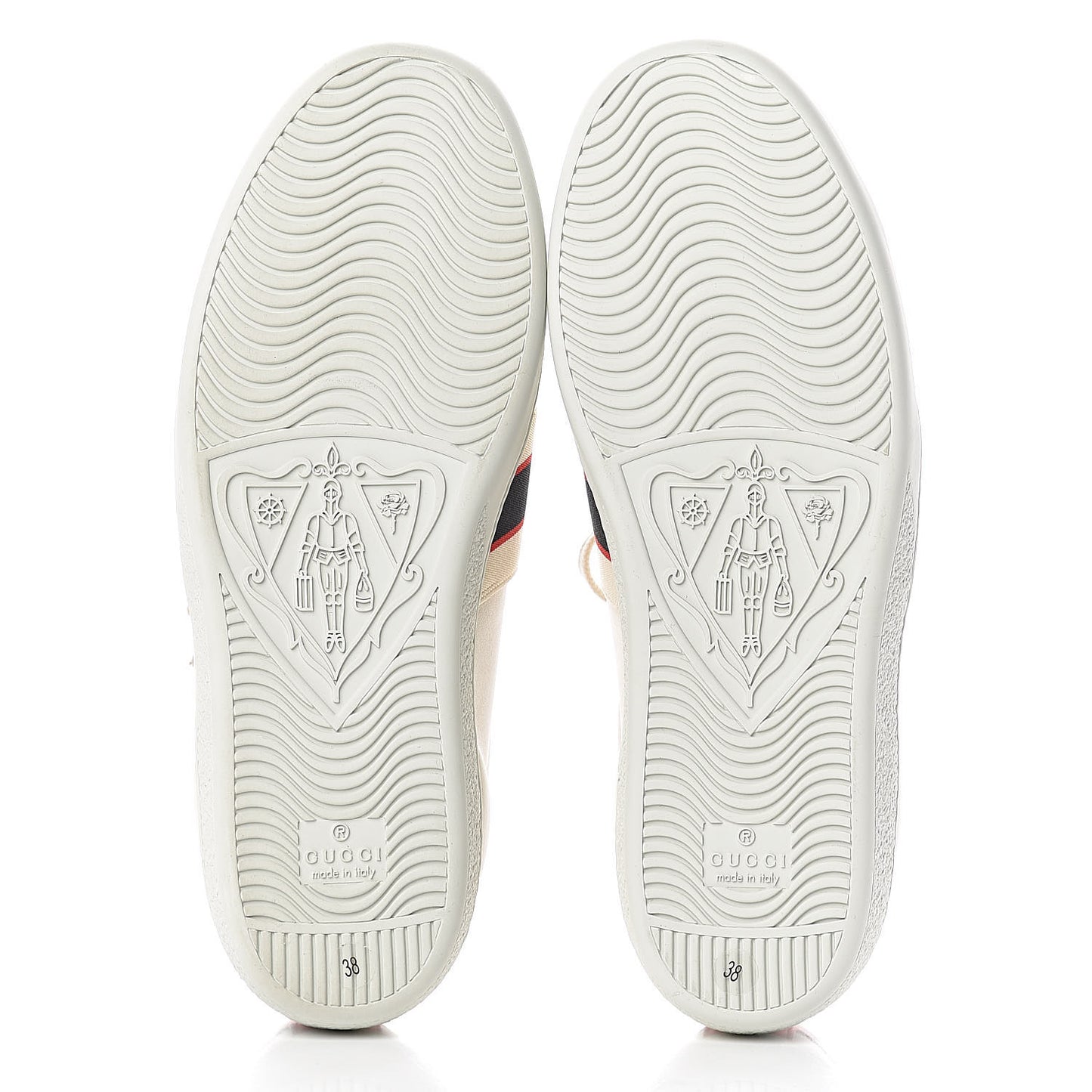 Calfskin Stripe Womens New Ace Sneakers 38 New Mystic White Ecru Red Flame