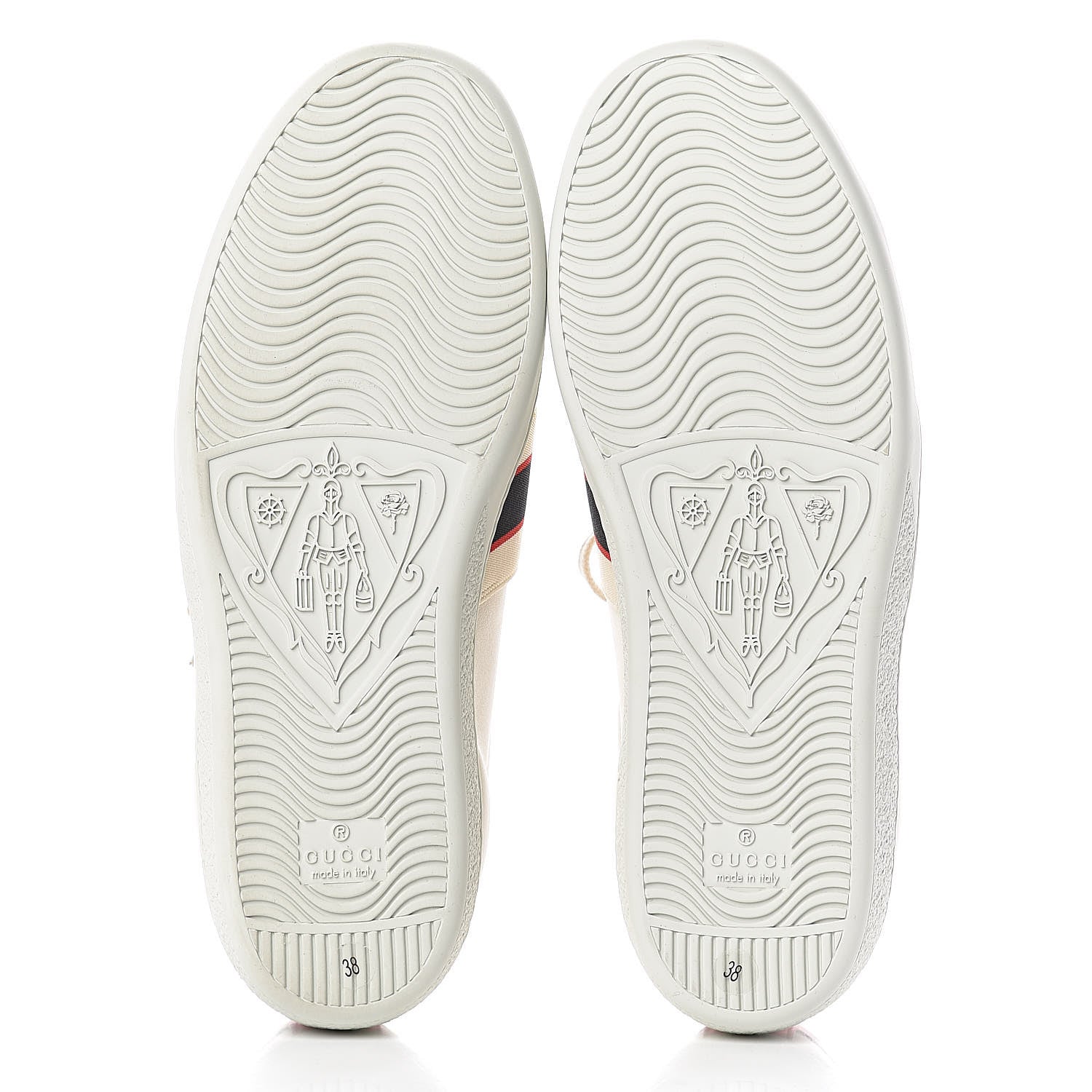 Gucci Calfskin Stripe Womens New Ace Sneakers 38 New Mystic White Ecru Red Flame 7 of 12