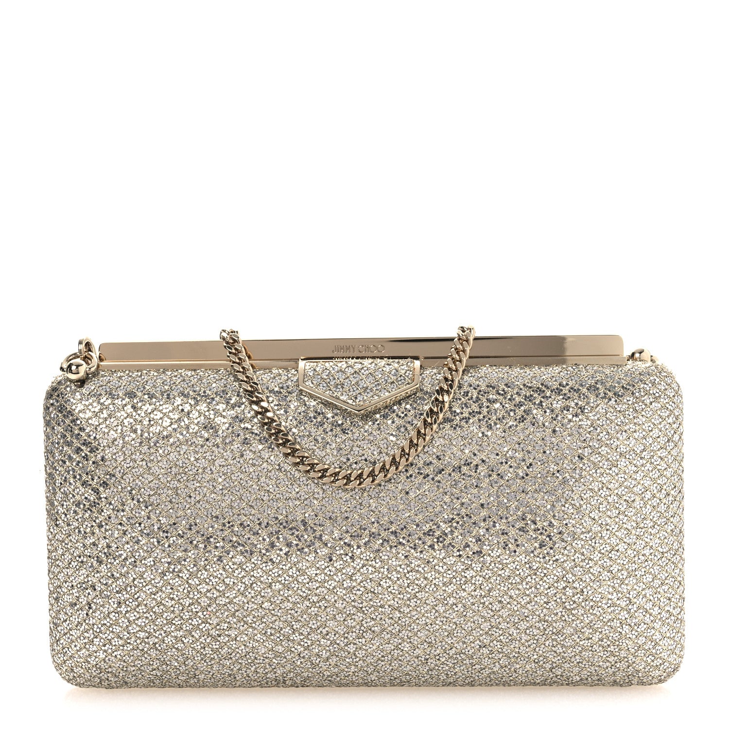 Jimmy Choo Glitter Ellipse Clutch Champagne 1 of 11