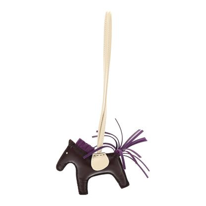 Hermes Milo Lambskin Grigri Rodeo Horse Bag Charm PM Rouge Sellier Craie Violet 1 of 5