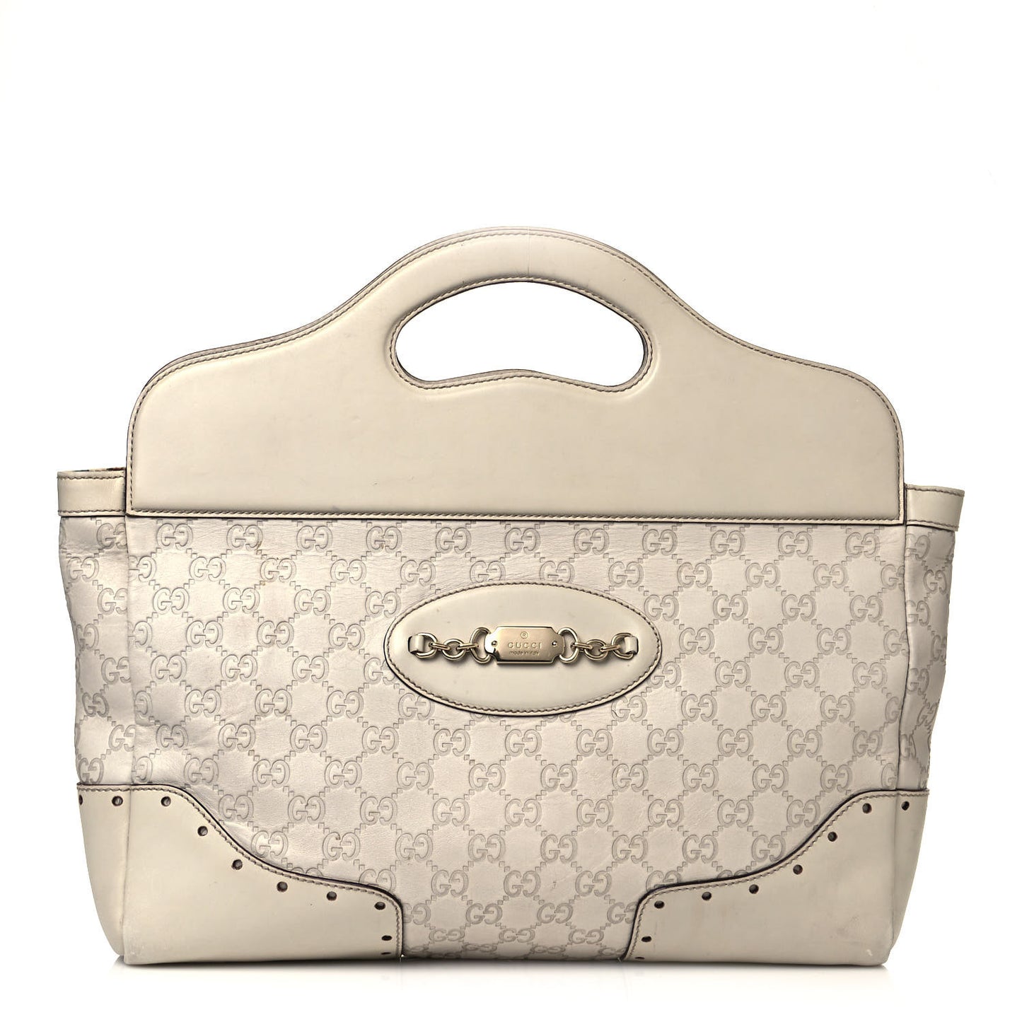 Guccissima Medium Punch Top Handle Tote White