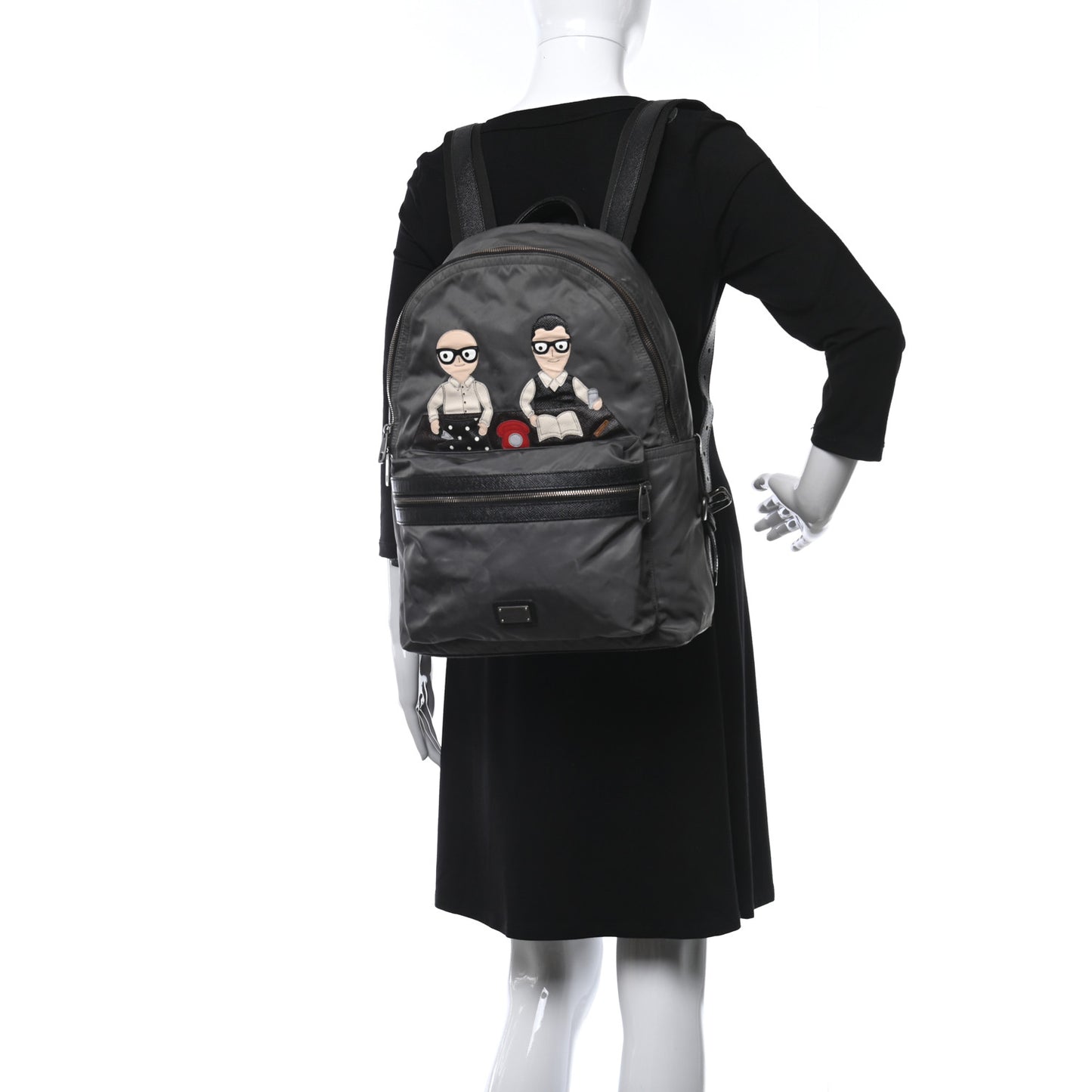 Nylon Family Patch Backpack Grey