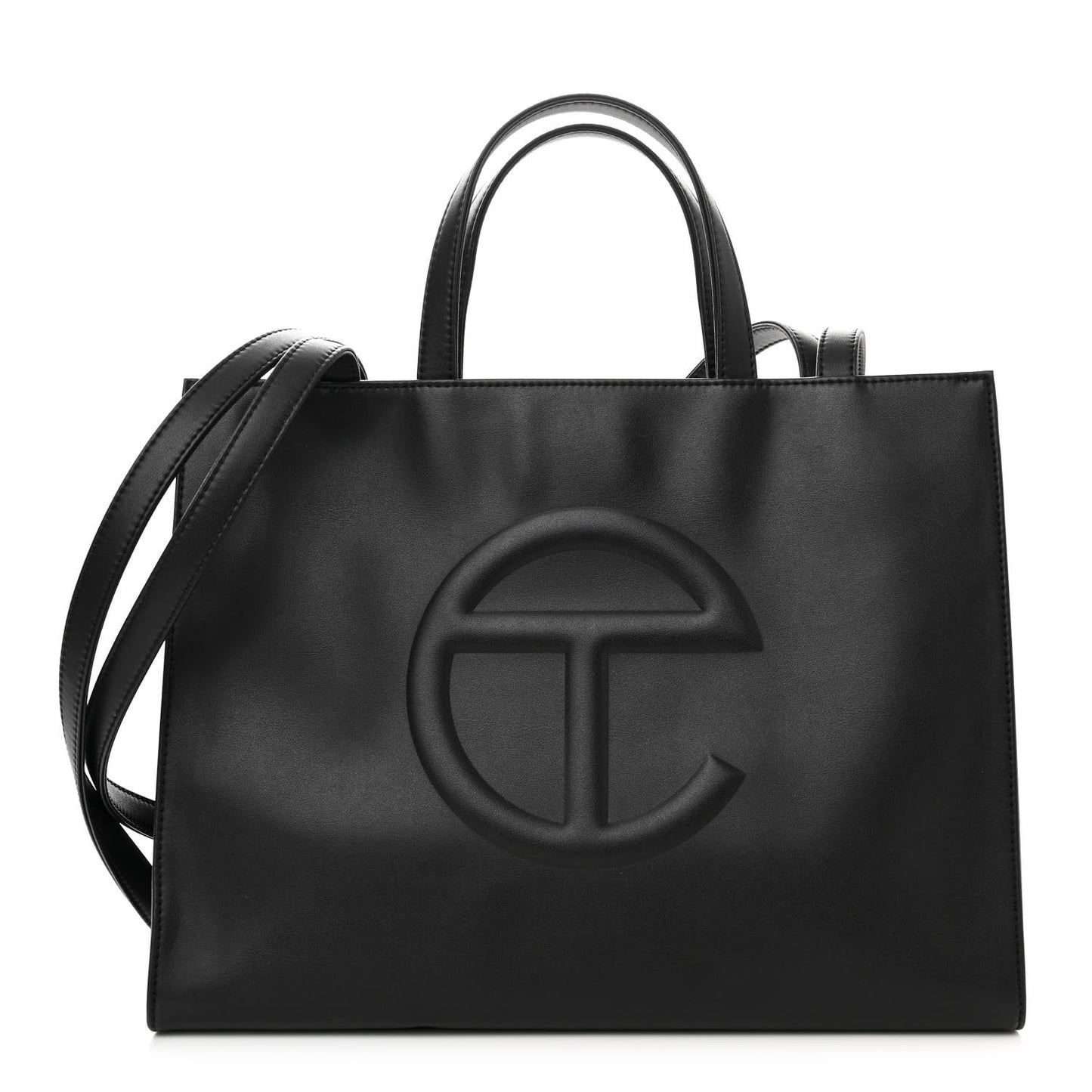 Vegan Leather Medium Shopping Bag Black