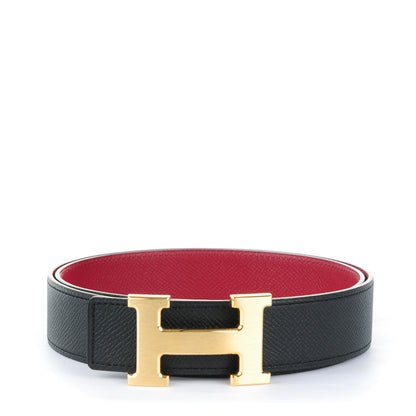Hermes Epsom 32mm H Belt 85 Black Rouge Grenat 1 of 7