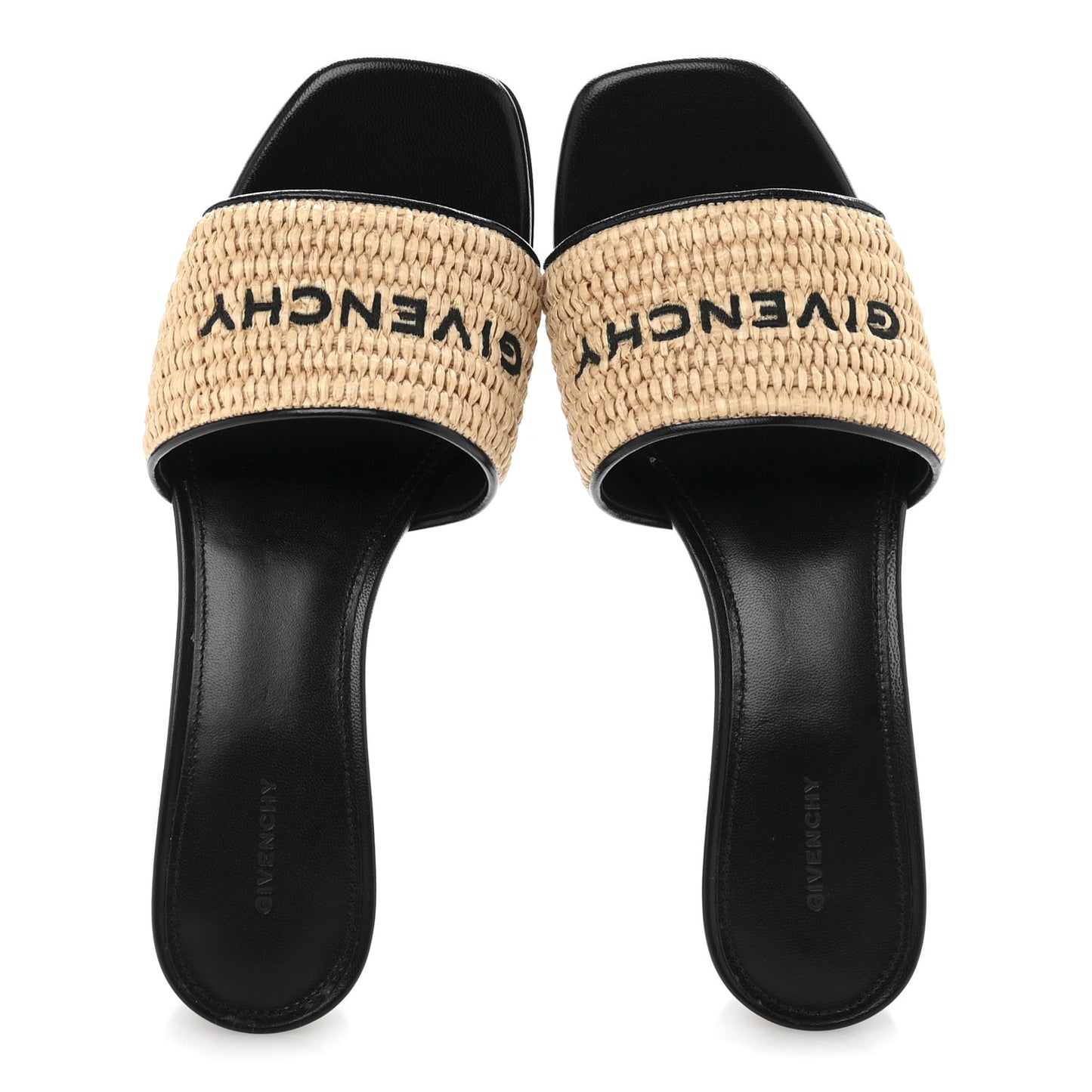 Raffia 4G Logo Mule Sandals 35 Beige Black