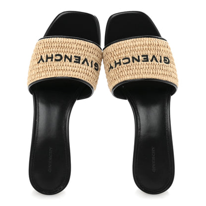 Givenchy Raffia 4G Logo Mule Sandals 35 Beige Black 2 of 12