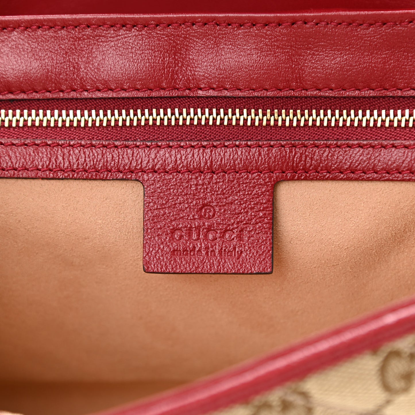 Monogram Azalea Calfskin Matelasse Diagonal Small GG Marmont Shoulder Bag Beige Ebony New Cherry Red