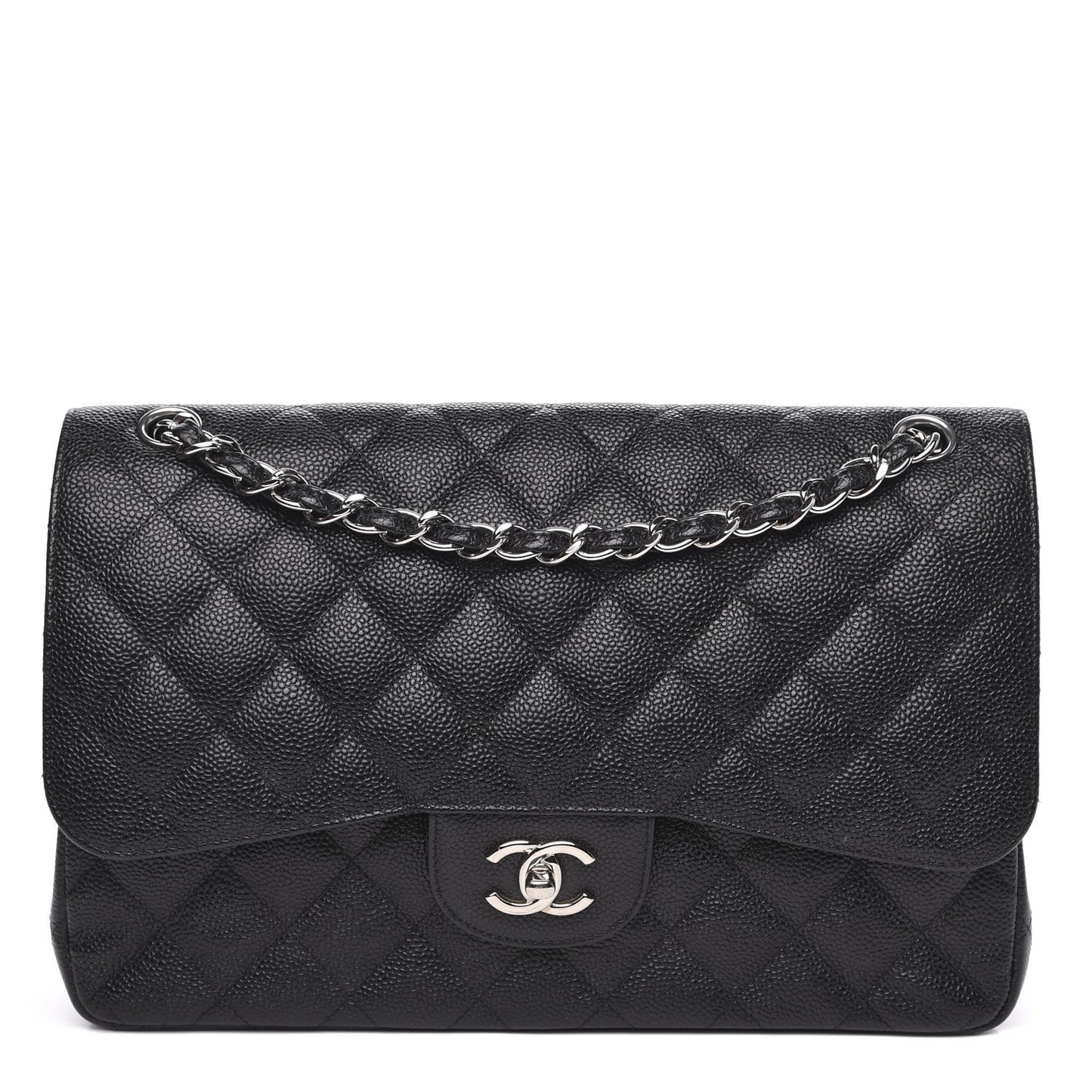 Caviar Quilted Jumbo Double Flap Black