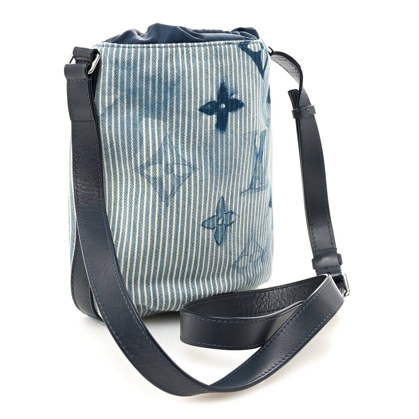 Hickory Stripes Denim Monogram Watercolor Sac Marin BB Blue