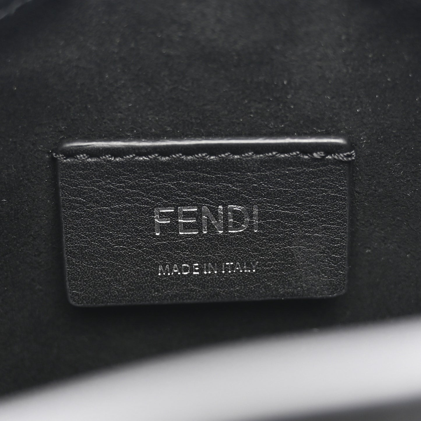 Vitello King F is Fendi Logo Embossed Mini Mon Tresor Bucket Bag Black