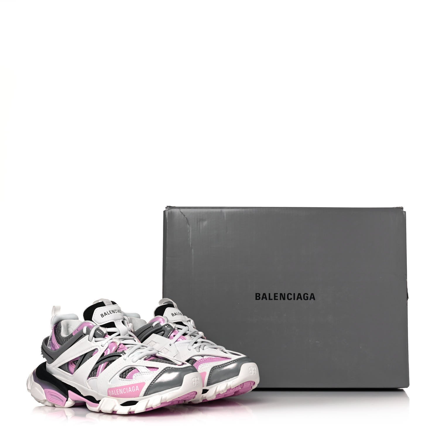 Balenciaga Mesh Rubber Bi-Color Womens Track Sneakers 35 White Pink Grey 9 of 9