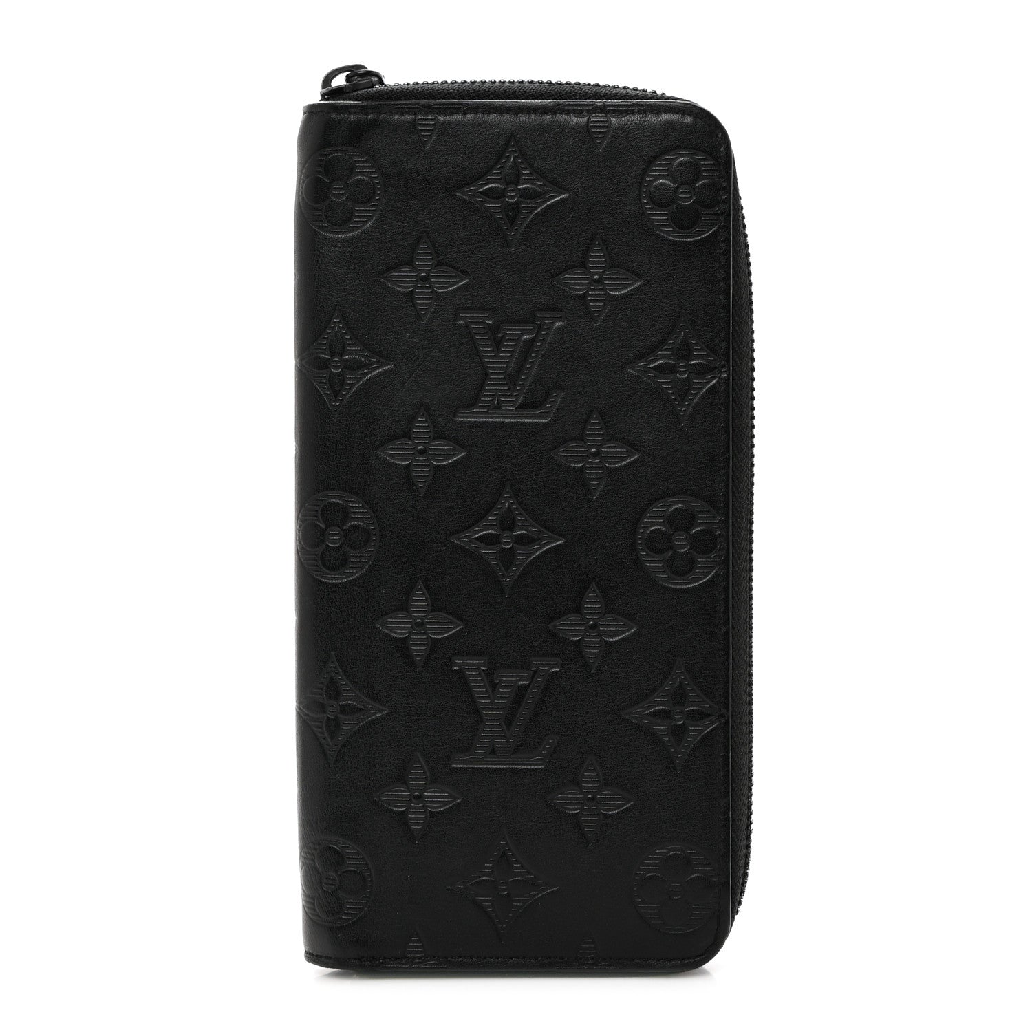 Louis Vuitton Calfskin Monogram Shadow Vertical Zippy Wallet Black 1 of 6