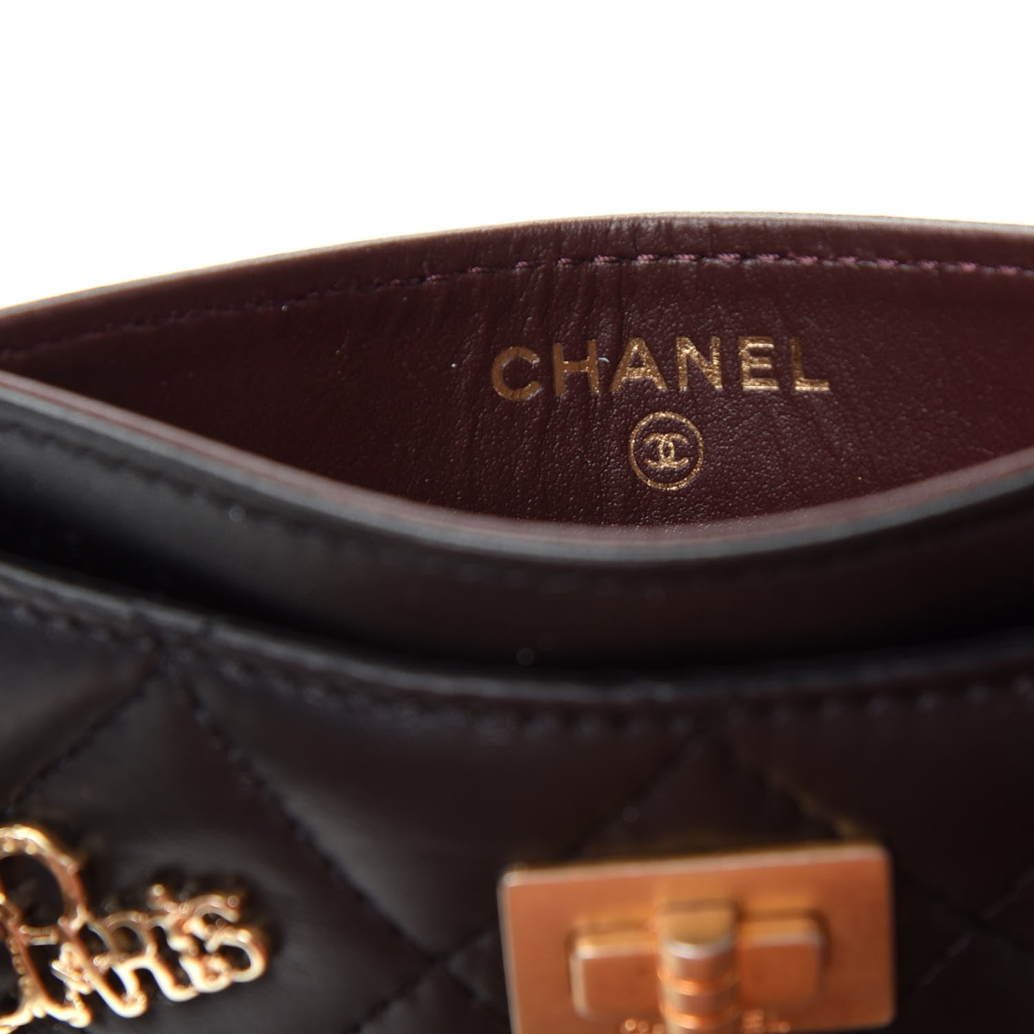 Chanel Aged Calfskin Quilted Lucky Charms Reissue Card Holder Black 6 of 8