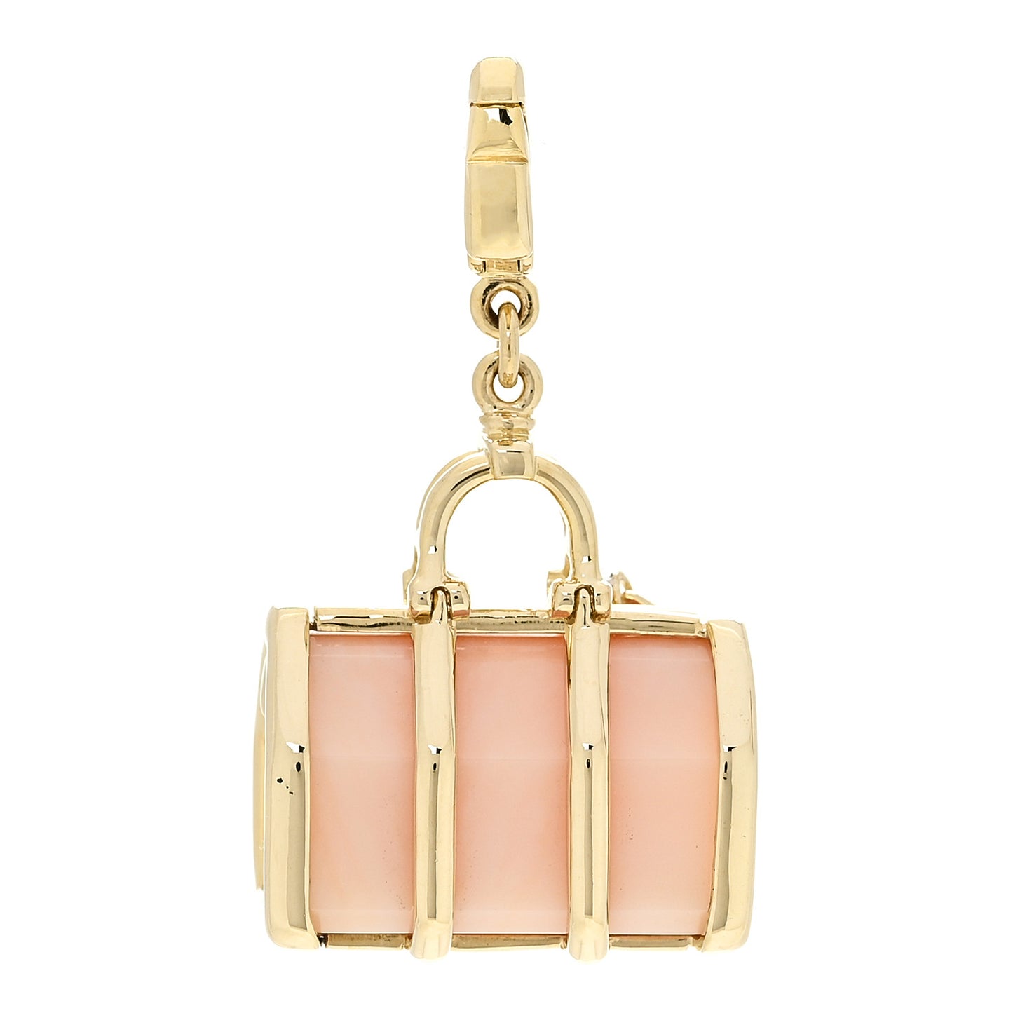18K Yellow Gold Rose Quartz Keepall Bag Charm Pendant