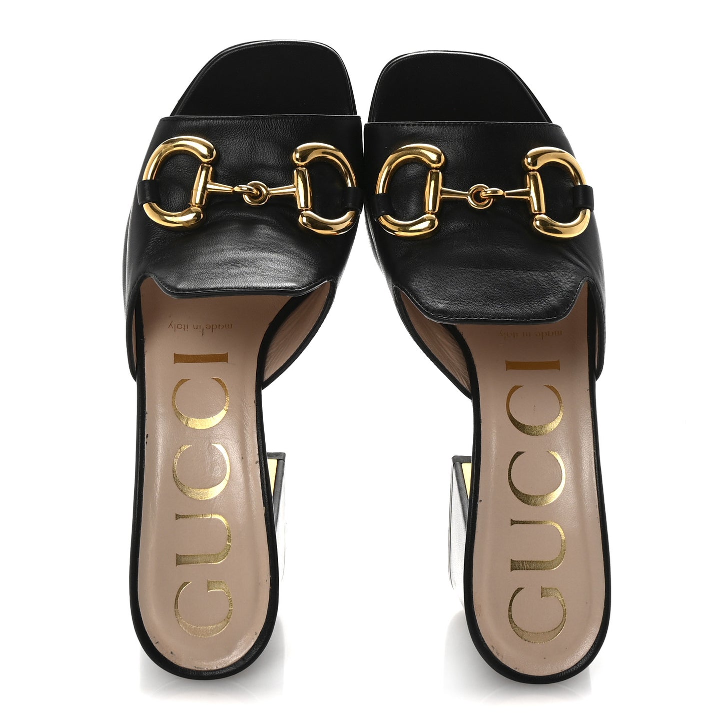 Nappa Horsebit 75mm Slide Sandals 35 Black