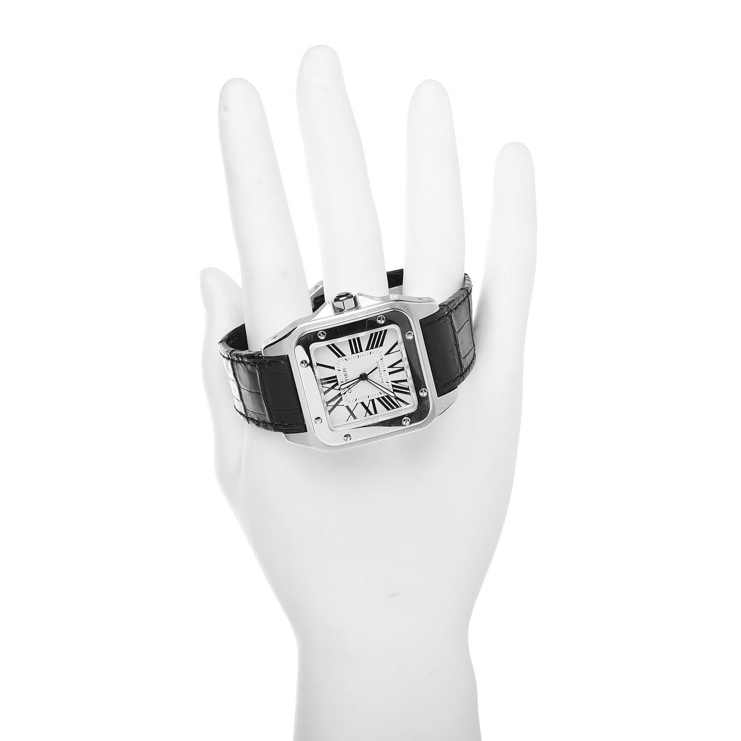 Stainless Steel Alligator 38mm Santos 100 Automatic Watch