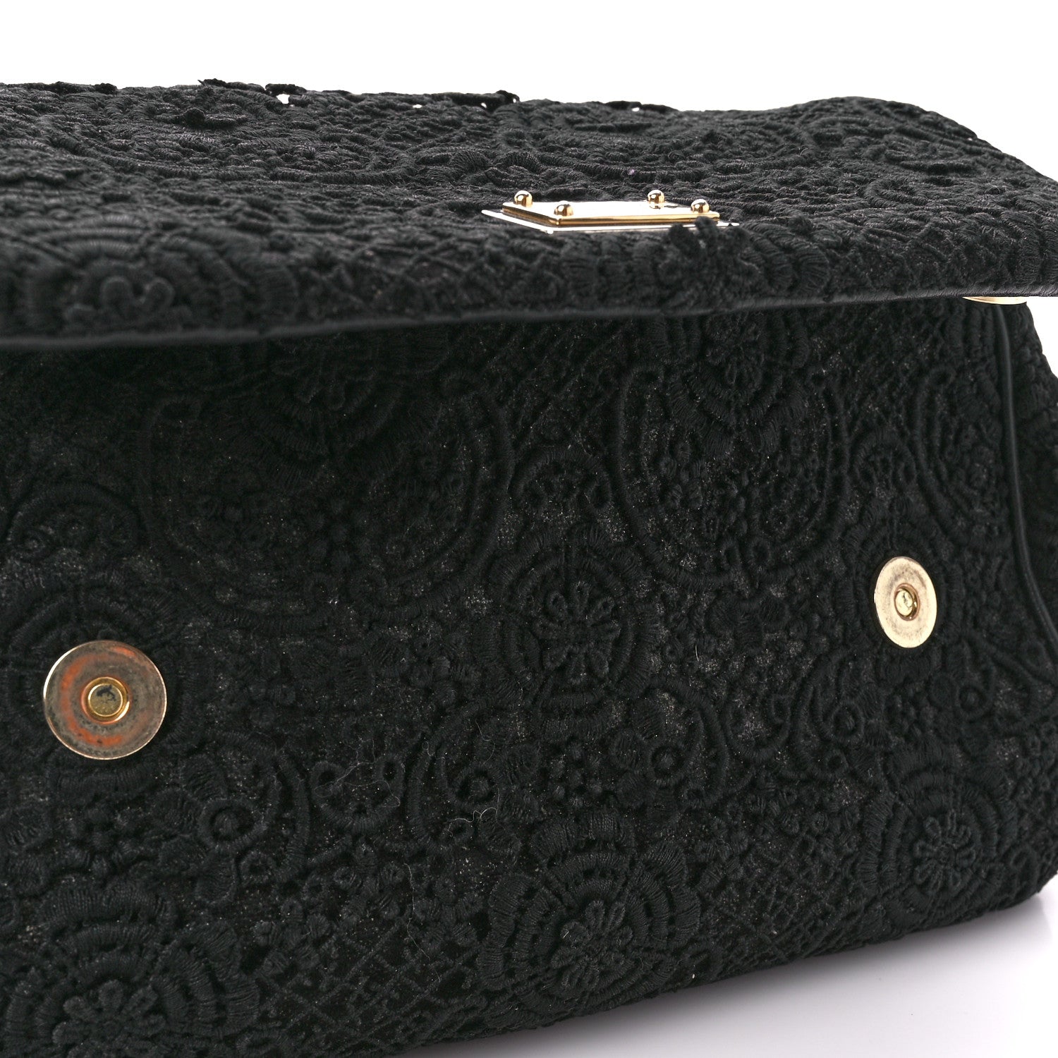 Dolce & Gabbana DOLCE & GABBANA Calfskin Lace Miss Sicily Satchel Black 13 of 14