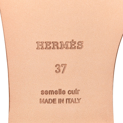 Hermes Box Calfskin Oran Sandals 37 Gold 6 of 8