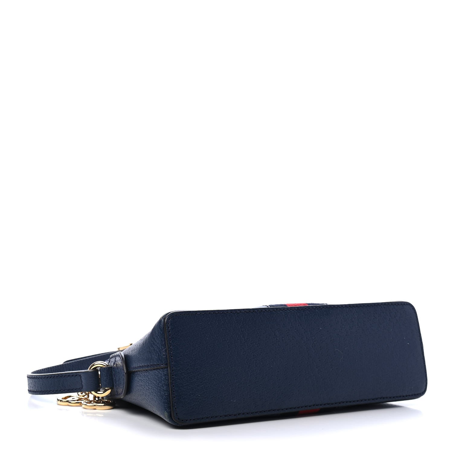 Gucci Textured Dollar Calfskin Web Small Ophidia Dome Shoulder Bag Blue Agata 3 of 6