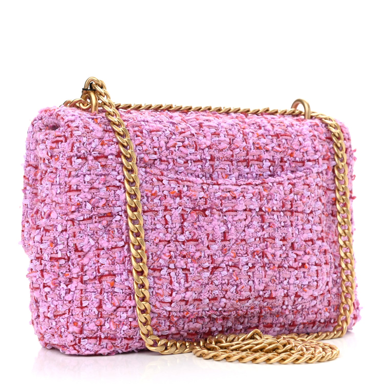 Chanel Tweed Enamel Quilted Mini Pending CC Square Flap Light Purple Pink Red 3 of 11