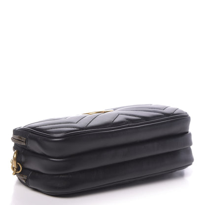 Gucci Calfskin Matelasse Mini GG Marmont Chain Crossbody Bag Black 4 of 12