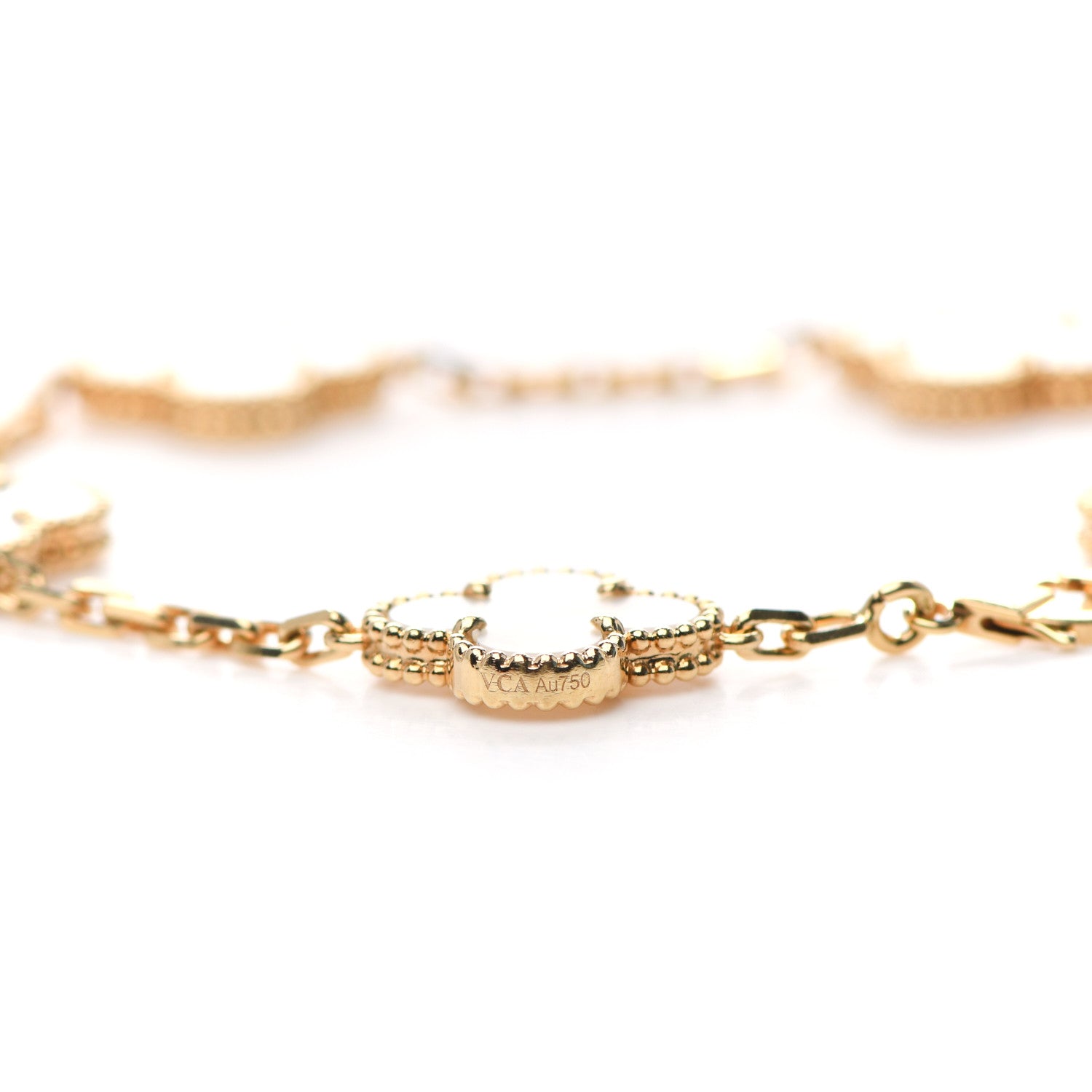 Van Cleef & Arpels 18K Yellow Gold Mother of Pearl 5 Motifs Vintage Alhambra Bracelet 3 of 5