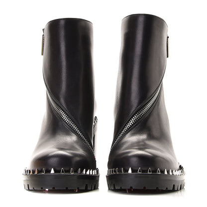 Christian Louboutin Calfskin Spikes Birgitta Lug 70 Zip Around Ankle Boots 35 Black 3 of 12