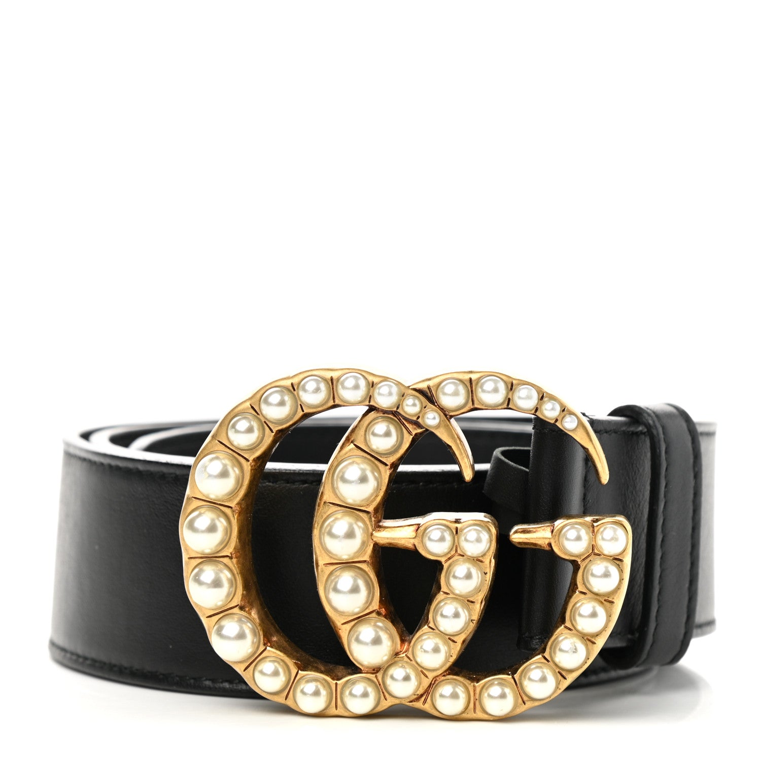 Gucci Moon Calfskin Pearl Double G 40mm Belt 85 34 Black Cream 1 of 3
