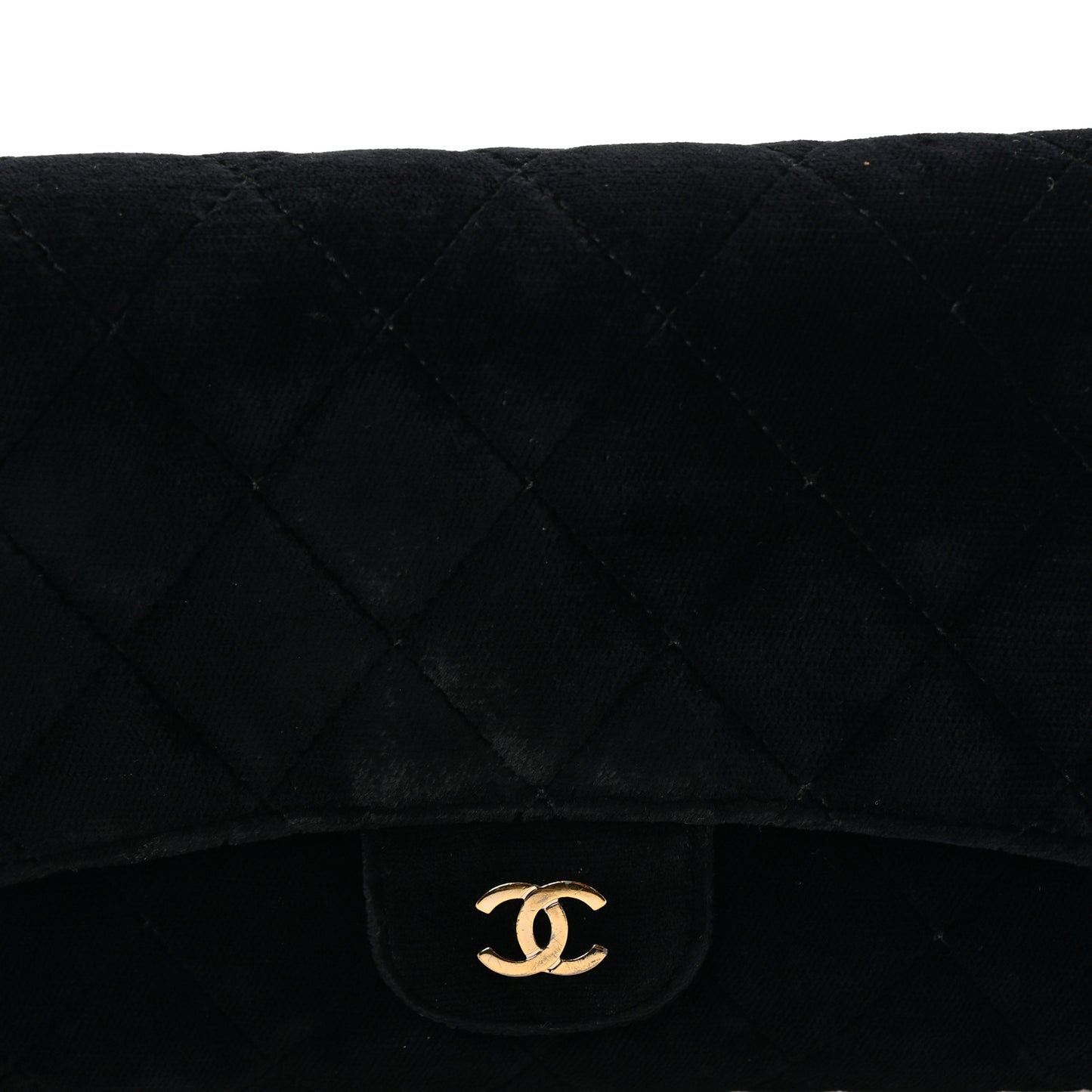 Velvet Quilted Wallet On Removable Chain Black