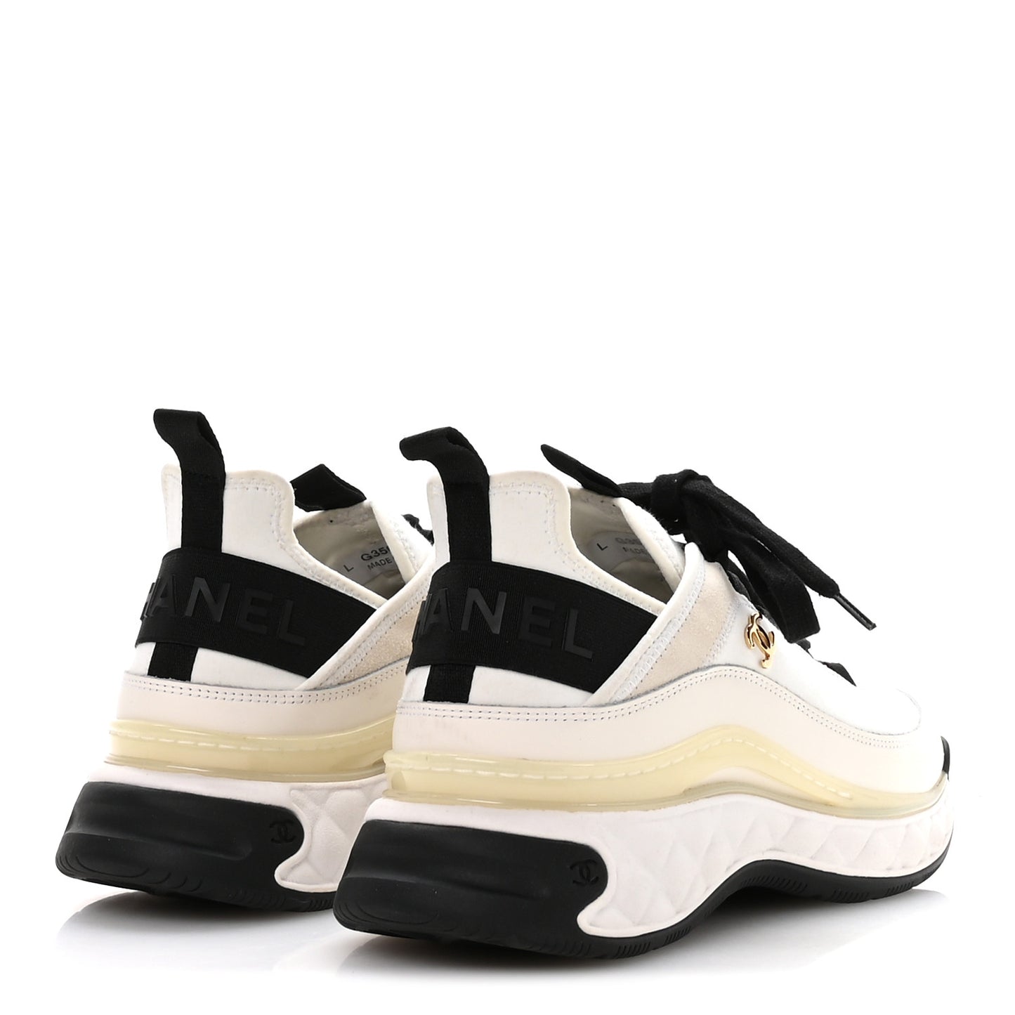 Velvet Calfskin Mixed Fibers CC Sneakers 40 Ivory Black