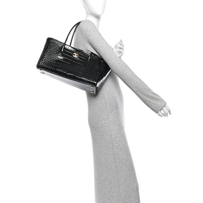 Chanel Calfskin Crocodile Embossed Archetype Small Shopping Tote Black 2 of 10