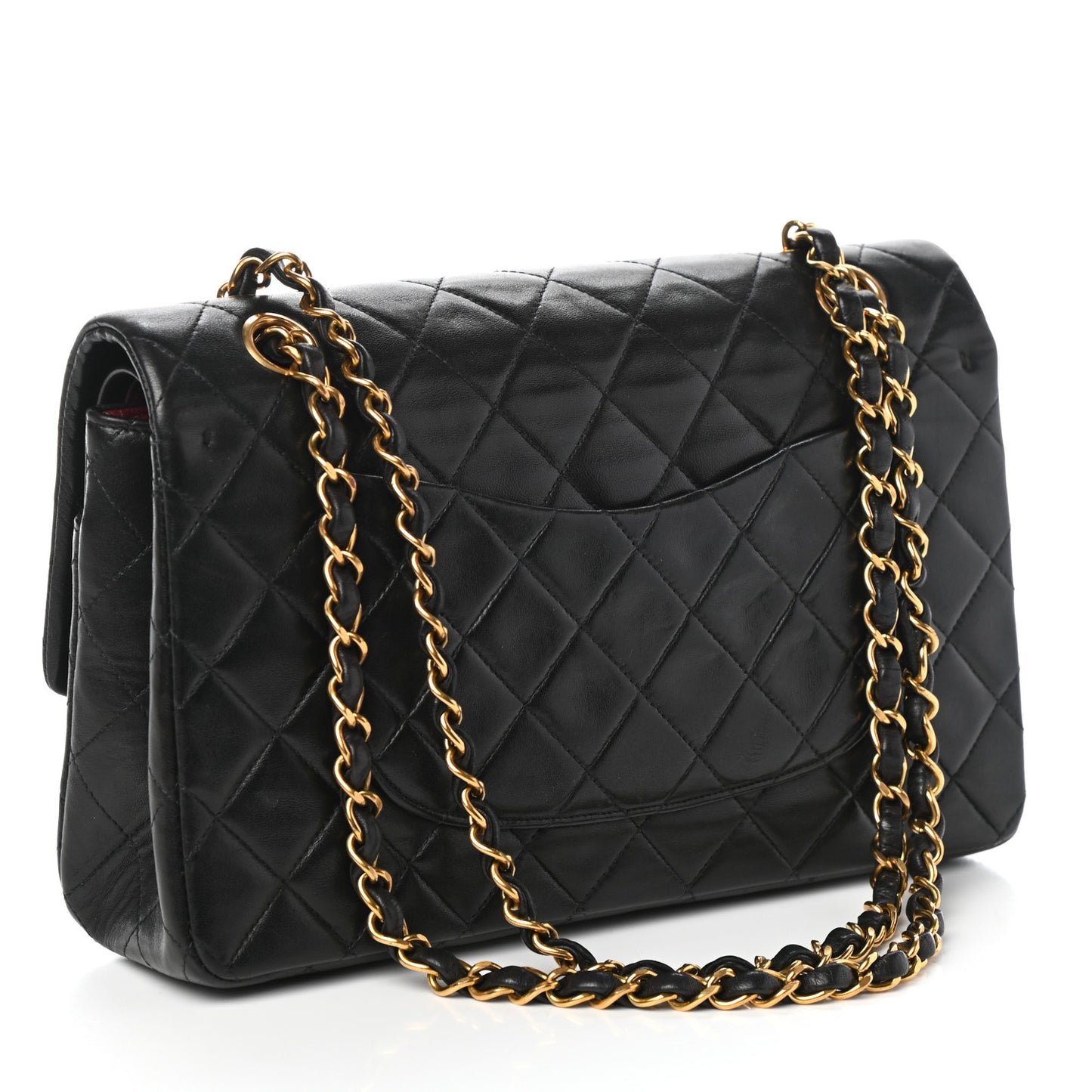 Lambskin Quilted Medium Double Flap Black