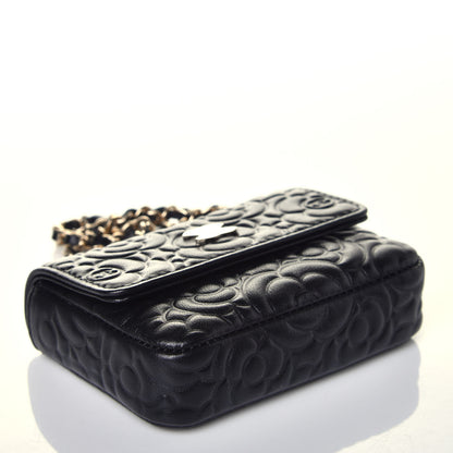 Chanel Caviar Camellia Embossed Chain Belt Bag Black 4 of 9
