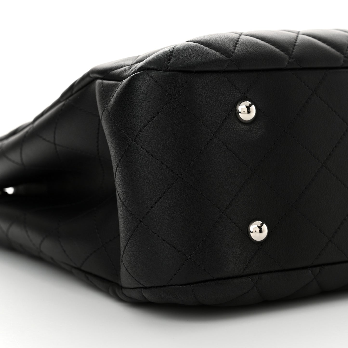 Calfskin Quilted Large Classic Shopping Tote Black