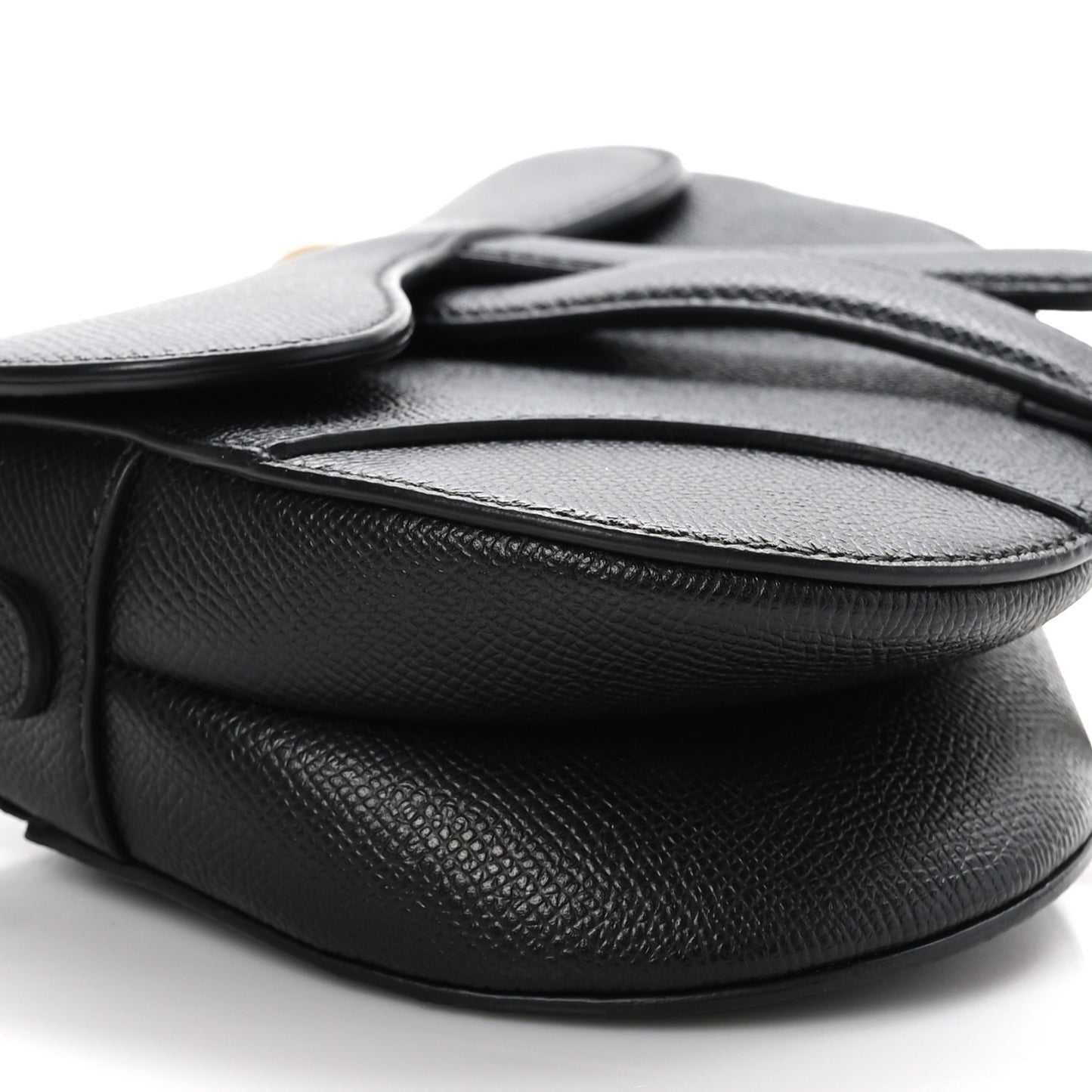 Grained Calfskin Saddle Bag Black