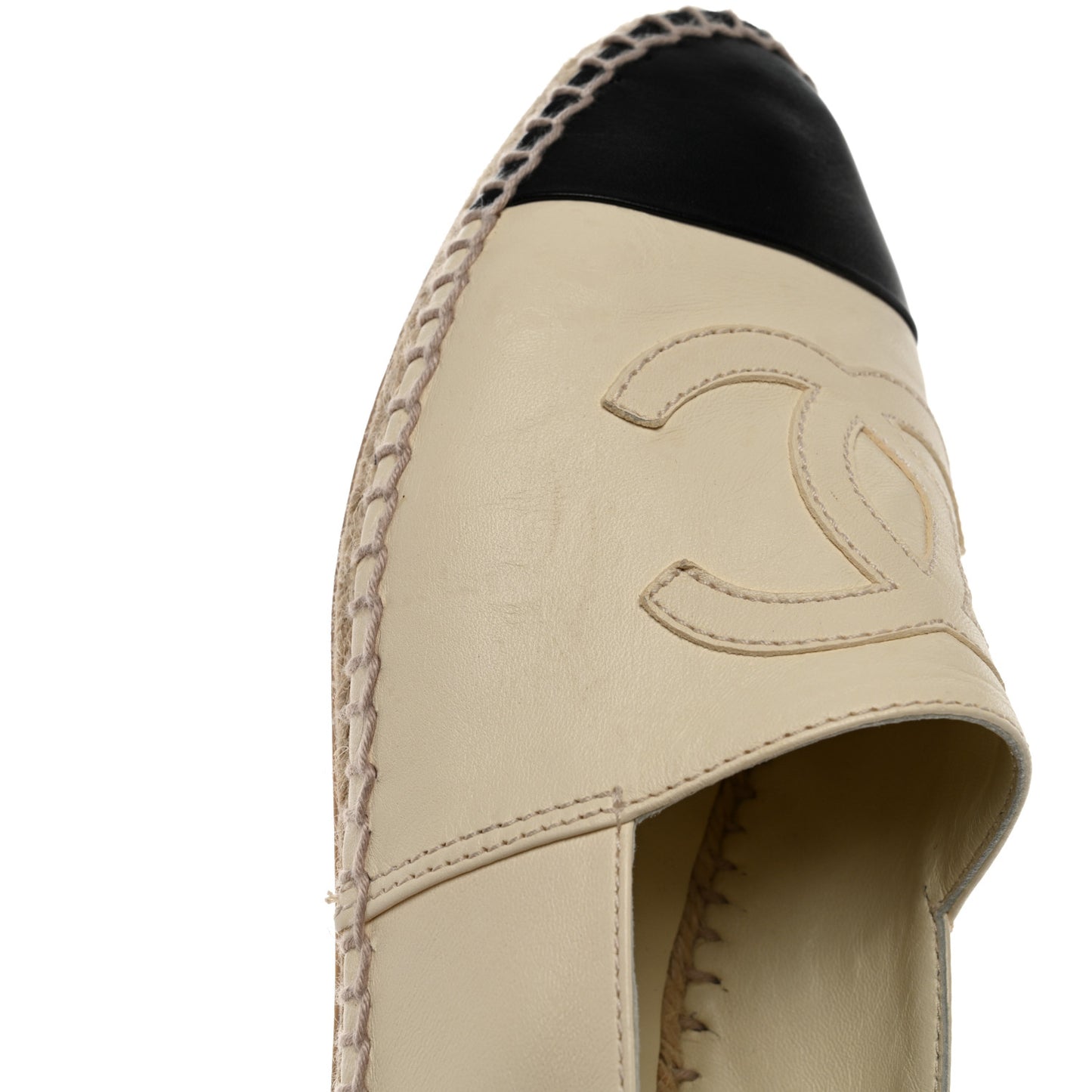 Lambskin CC Espadrilles 39 White Black