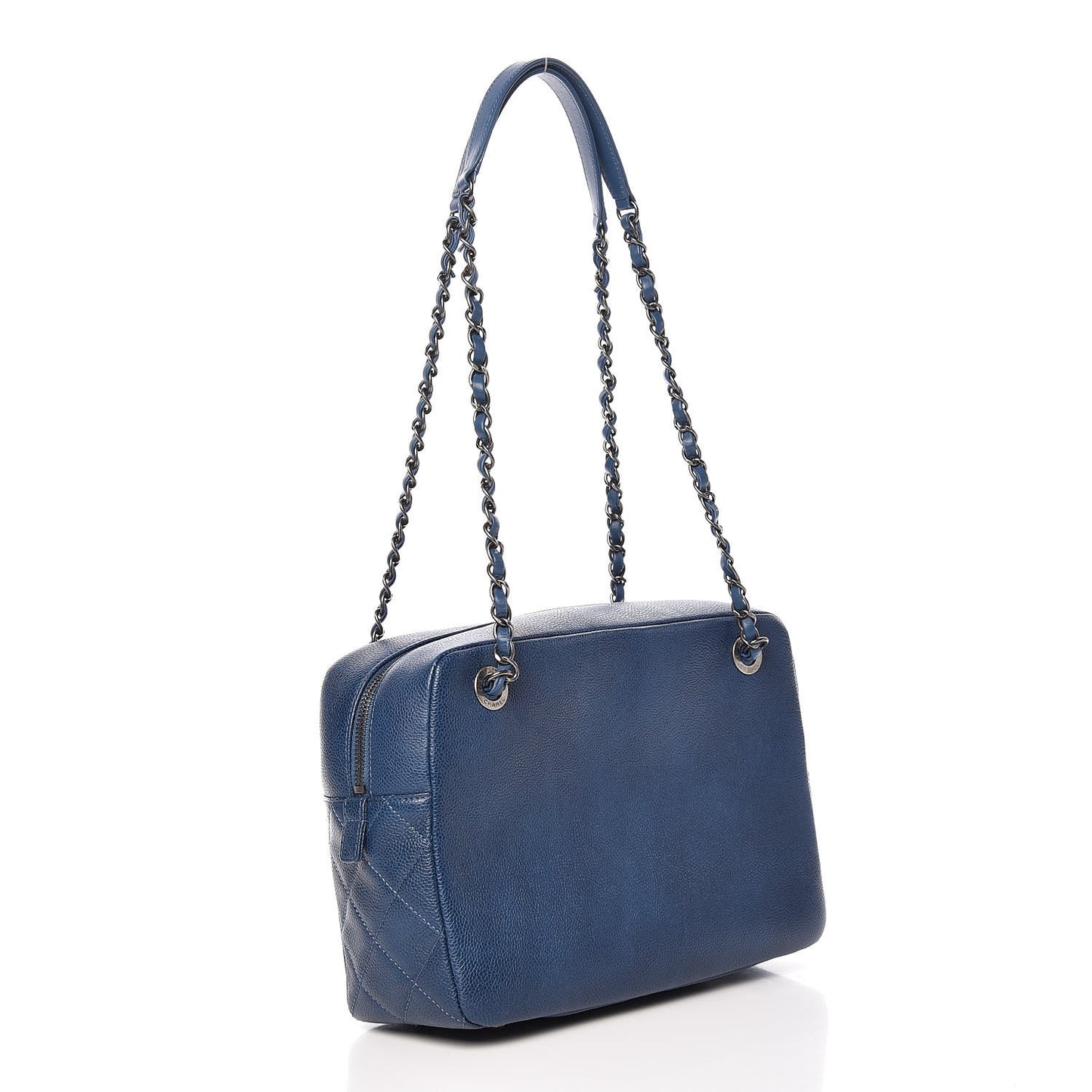 Caviar Lambskin Quilted Coco Break Camera Case Navy Blue