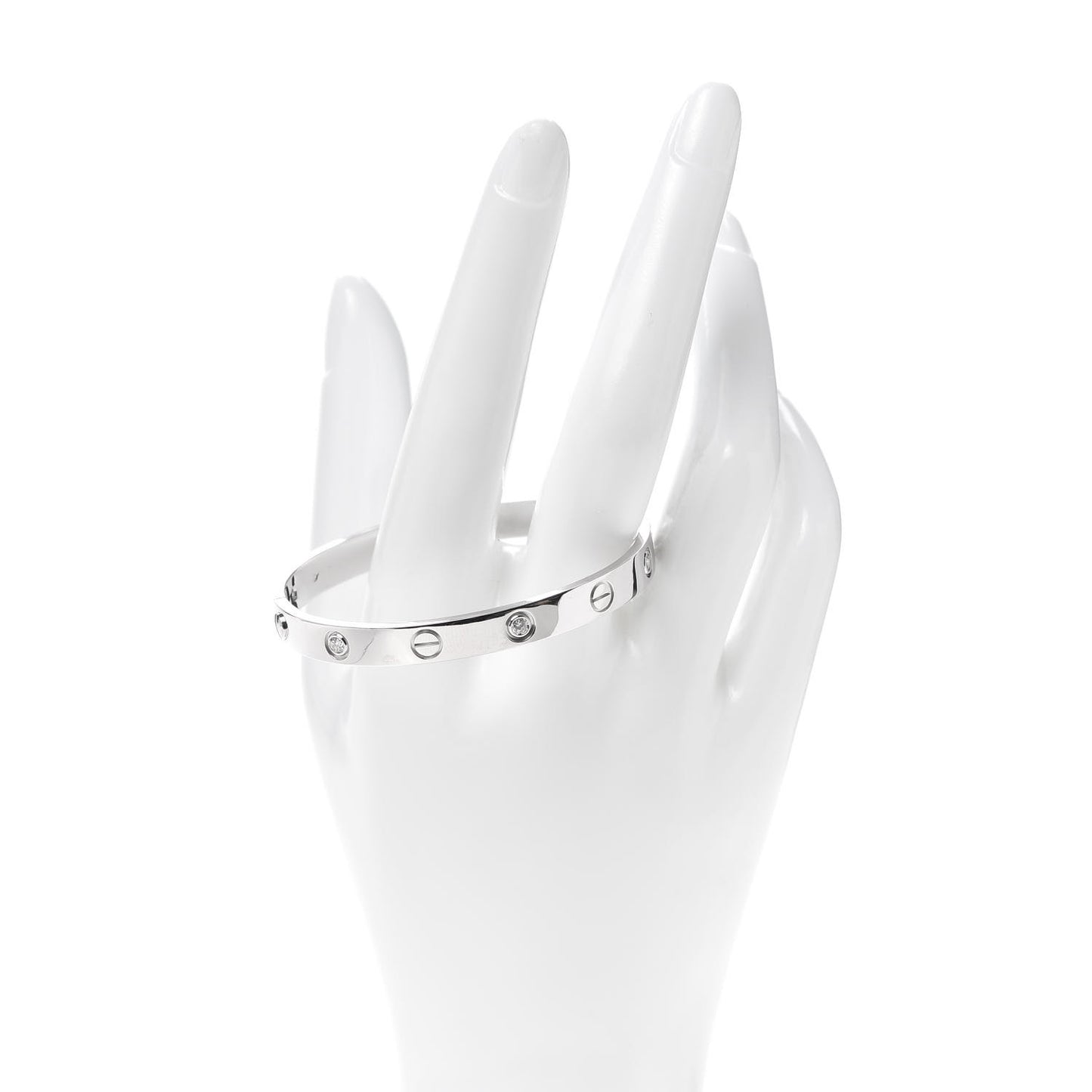 18K White Gold 6 Diamond LOVE Bracelet 16