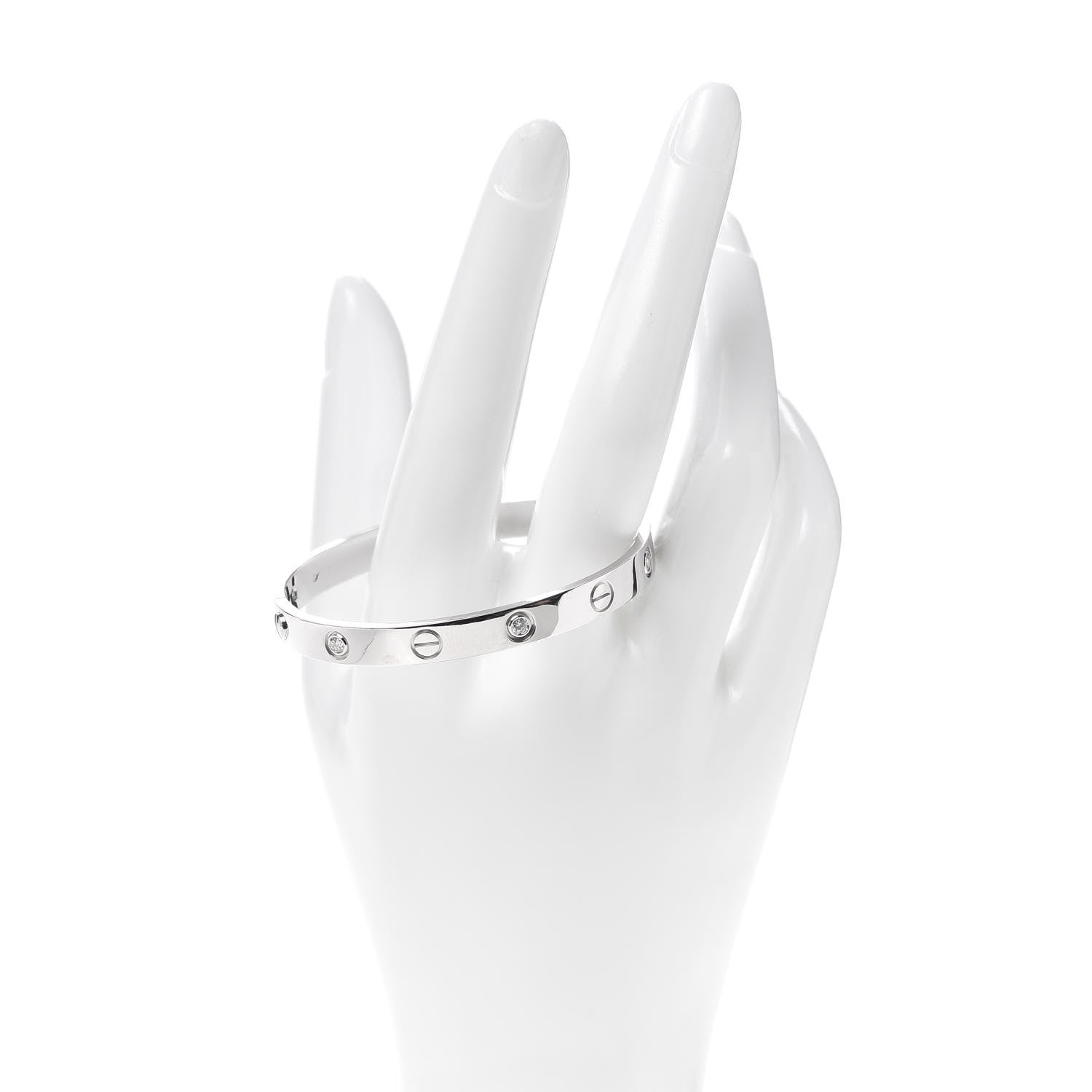 Cartier 18K White Gold 6 Diamond LOVE Bracelet 16 2 of 6